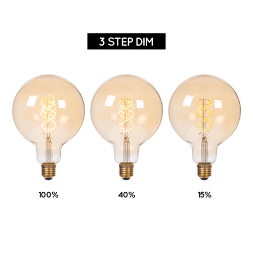 Lucide G125 - Glühfadenlampe - Ø 12,5 cm - LED 3 StepDim (Memory) - E27 - 1x4,9W 2200K - Amber - detail 1